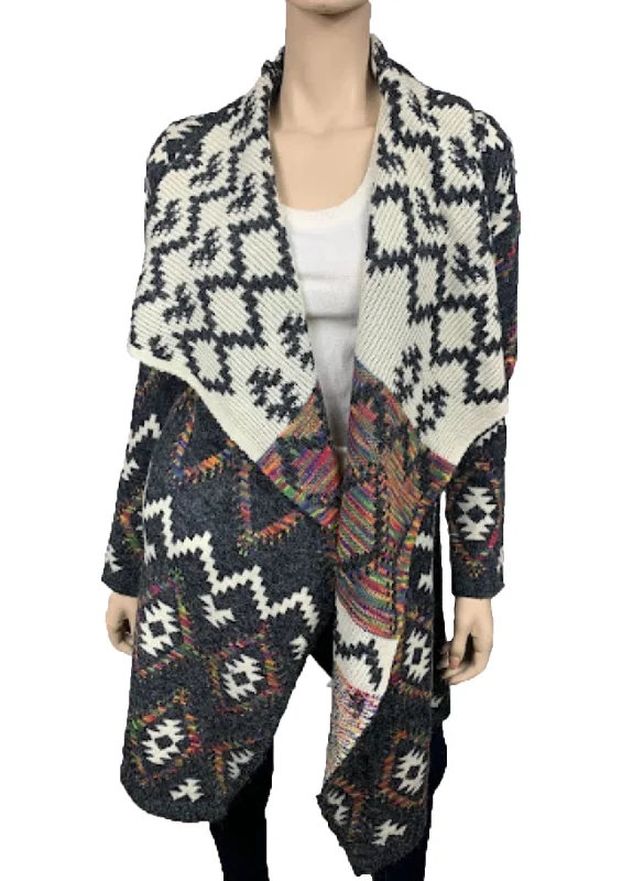 Aztec Knitted Open Long Cardigan (SF17001)