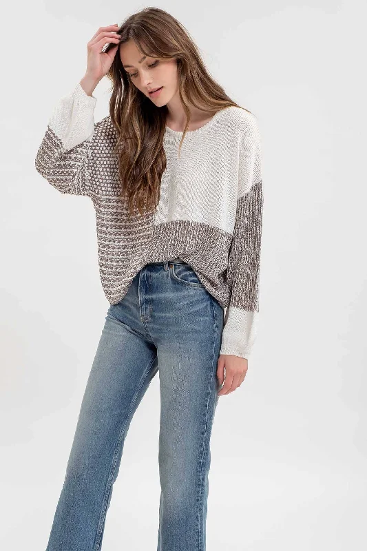 Back tie Color Block Sweater