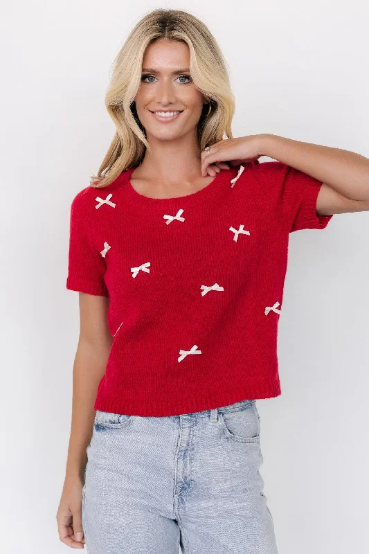 Chloe Bow Sweater | Red