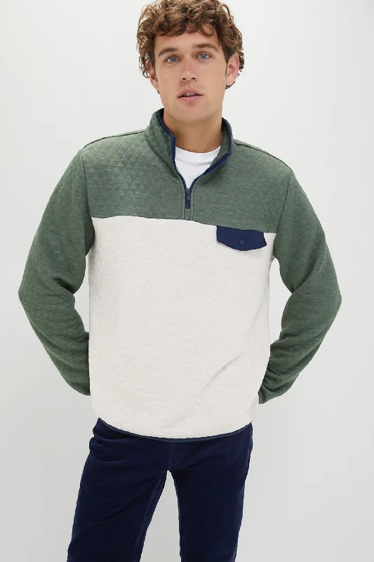 Green Oat Colorblock Corbet Pullover