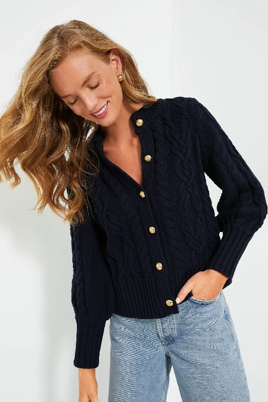 Navy Cotton Colette Cardigan