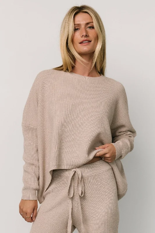 Owen Waffle Sweater Top | Oatmeal