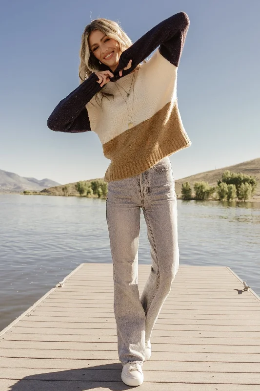 Randi Color Block Sweater | Cream + Navy