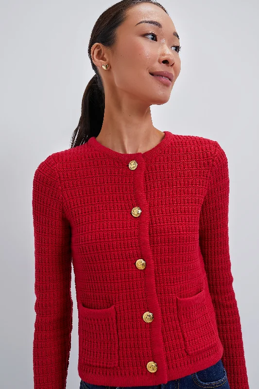 Red Woven Maybourne Cardigan