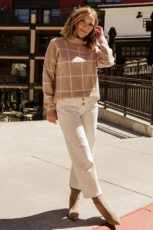 Tahoe Turtleneck Sweater | Taupe + Cream