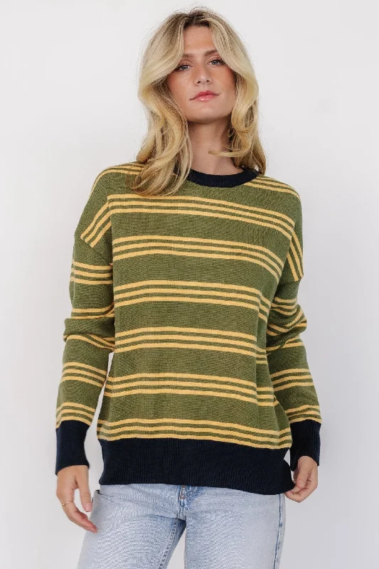 Thomas Striped Sweater | Olive Multi