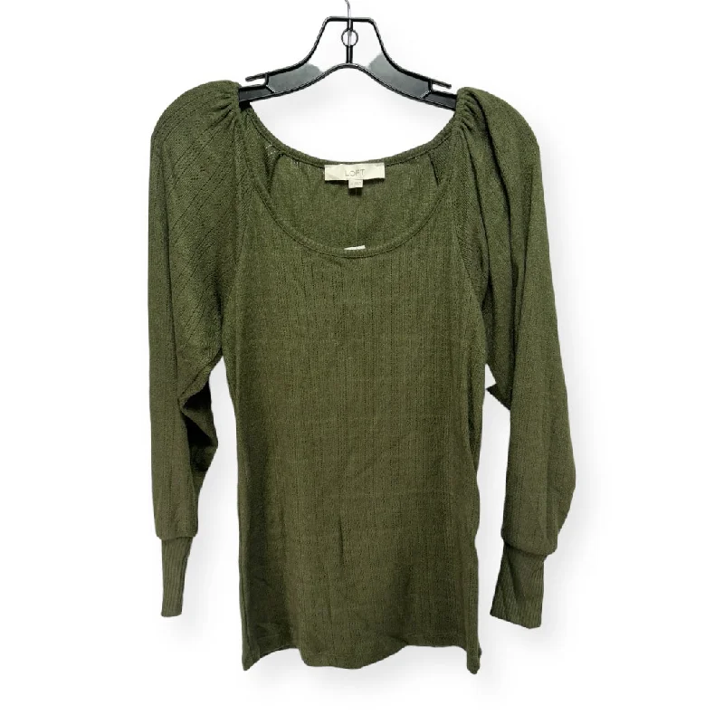 Knit Green Top Long Sleeve Basic Loft, Size Xs