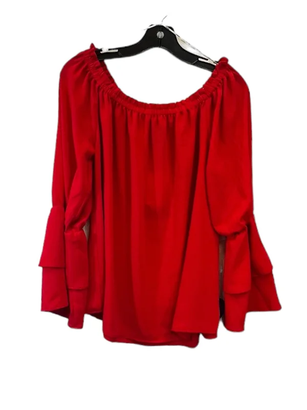 Red Top Long Sleeve Bobeau, Size L