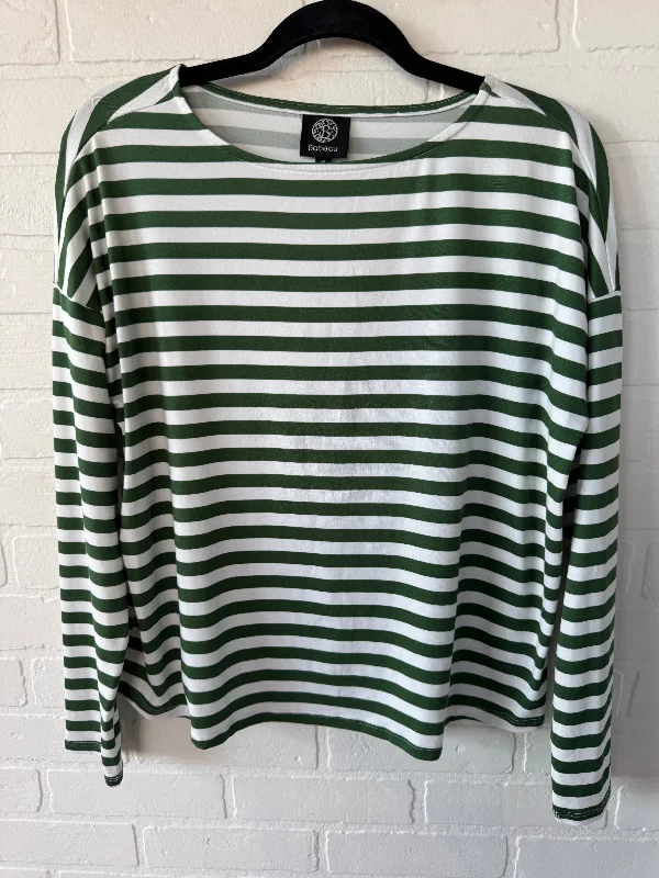 Top Long Sleeve Basic By Bobeau In Green & White, Size: M