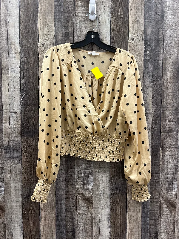 Top Long Sleeve By Blu Pepper In Polkadot Pattern, Size: Xl