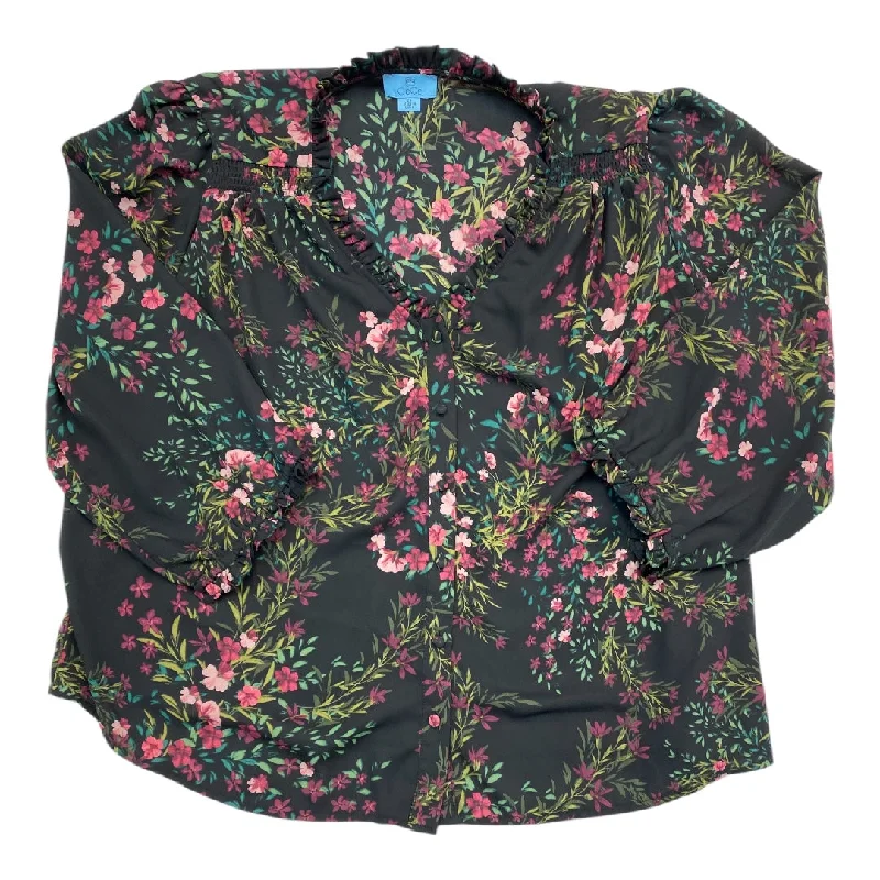 Top Long Sleeve By Cece In Floral Print, Size: 2x