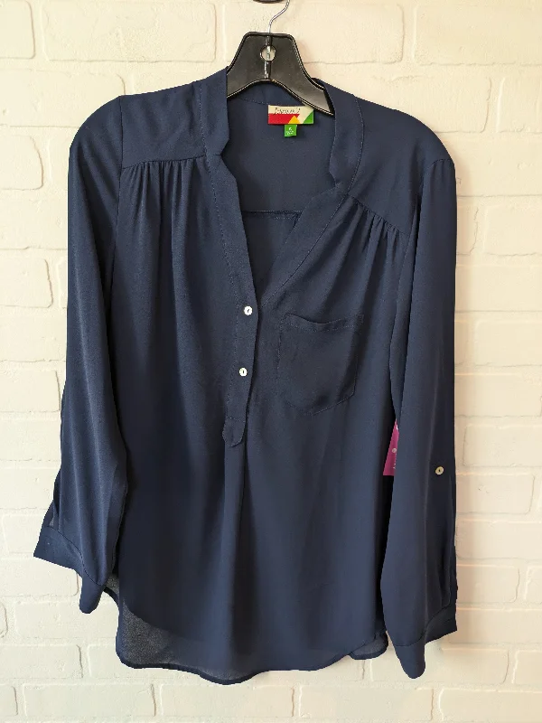 Top Long Sleeve By Clothes Mentor In Navy, Size: S