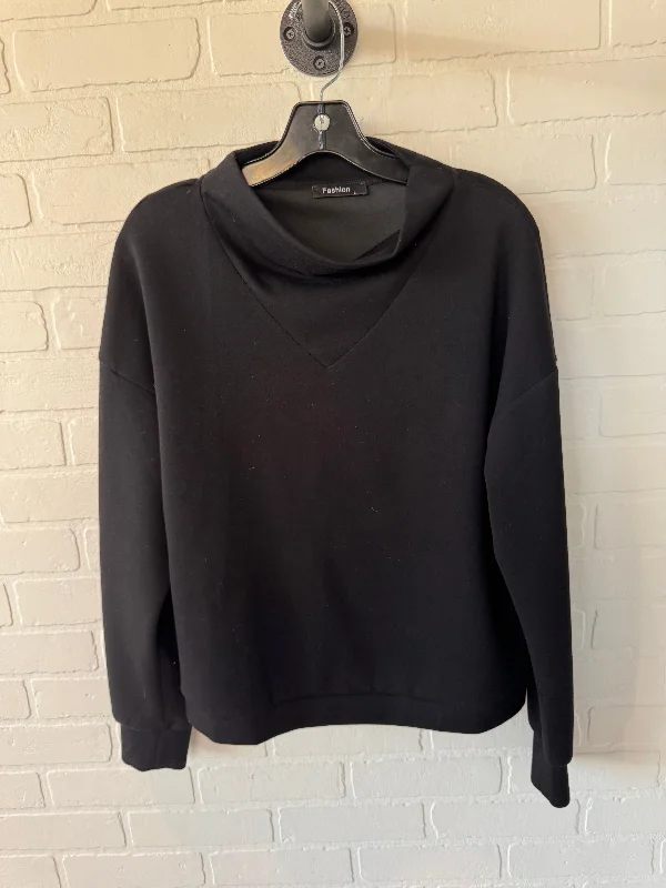 Top Long Sleeve By Cme In Black, Size: L