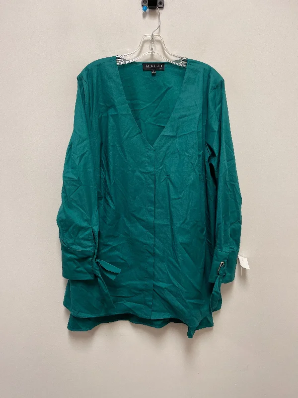 Top Long Sleeve By Eloquii In Green, Size: 2x