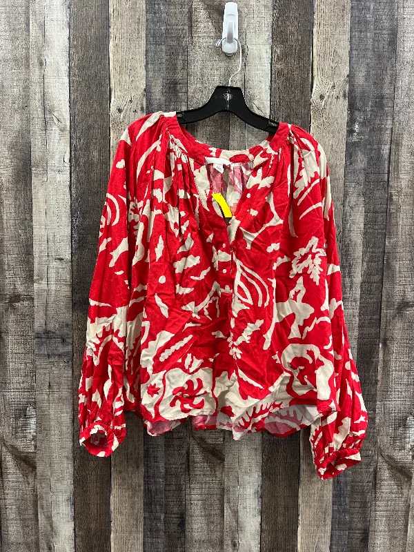 Top Long Sleeve By H&m In Red, Size: Xxl