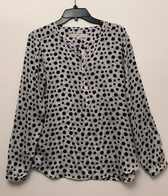 Top Long Sleeve By Loft In Polkadot Pattern, Size: S