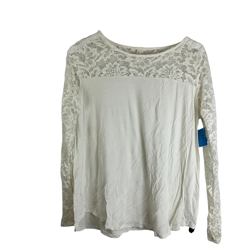 Top Long Sleeve By Mts In White, Size: L