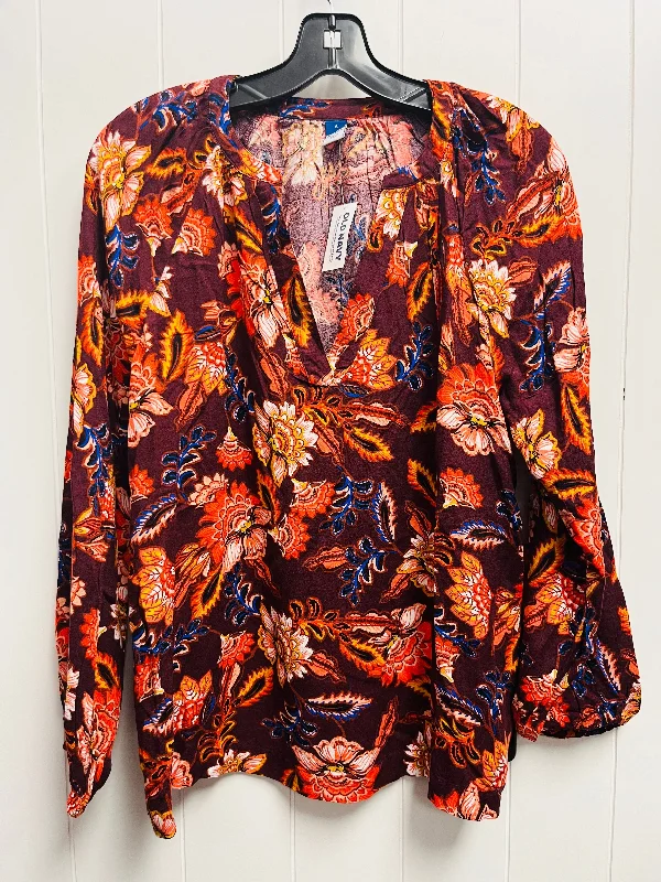 Top Long Sleeve By Old Navy In Orange & Red, Size: S