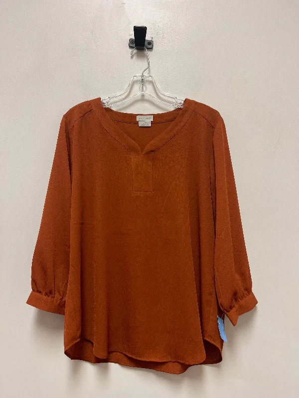 Top Long Sleeve By Van Heusen In Orange, Size: L