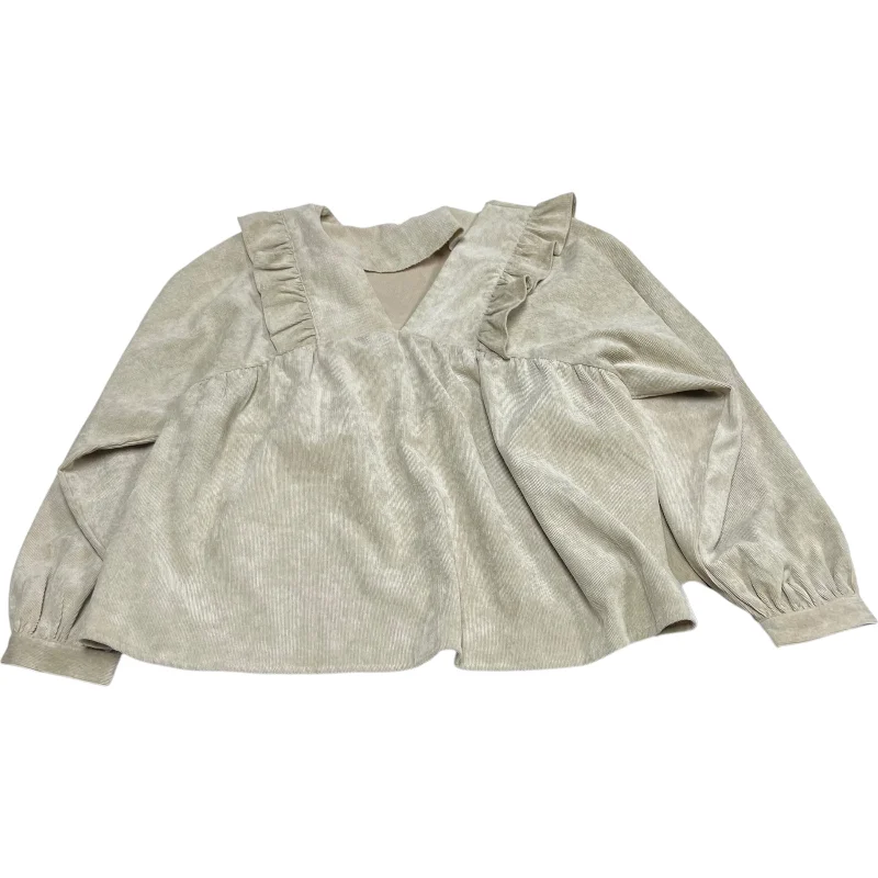 Top Long Sleeve By Vestique In Beige, Size: S