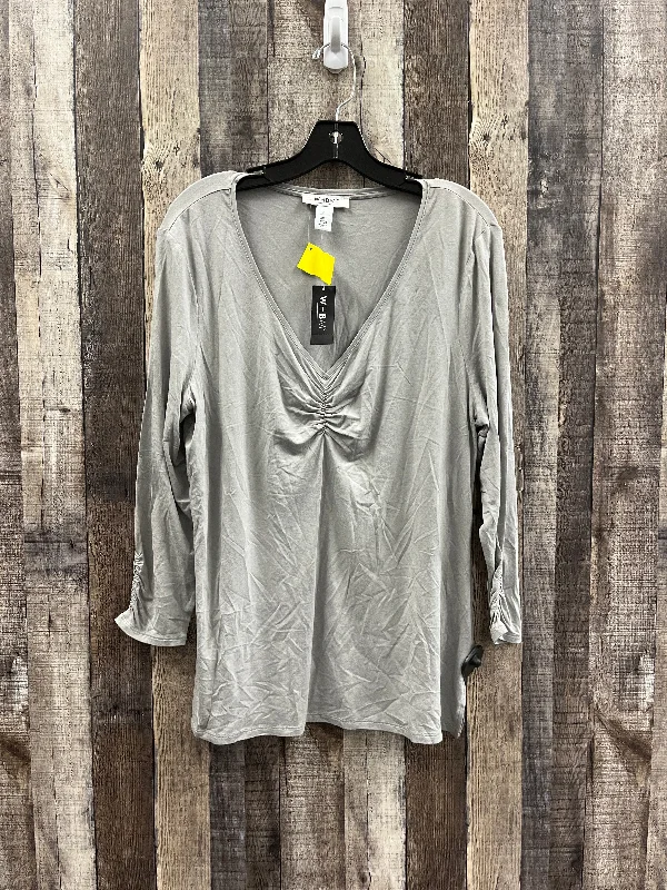 Top Long Sleeve By White House Black Market In Grey, Size: Xl