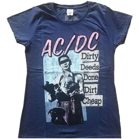 T-Shirt - AC/DC - Dirty Deeds Done Dirt Cheap - Vintage - Navy Blue - Lady