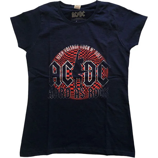 T-Shirt - AC/DC - Hard As Rock - Navy - Lady