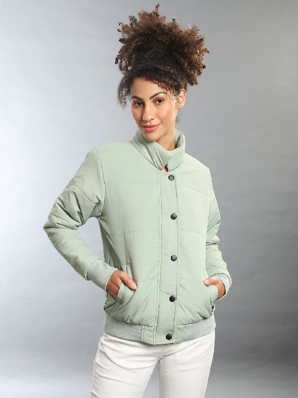 Campus Sutra Women Solid Windcheater Bomber Jacket