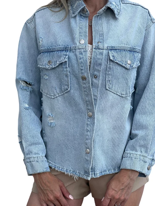 Edgy Jean Jacket In Washed Blue