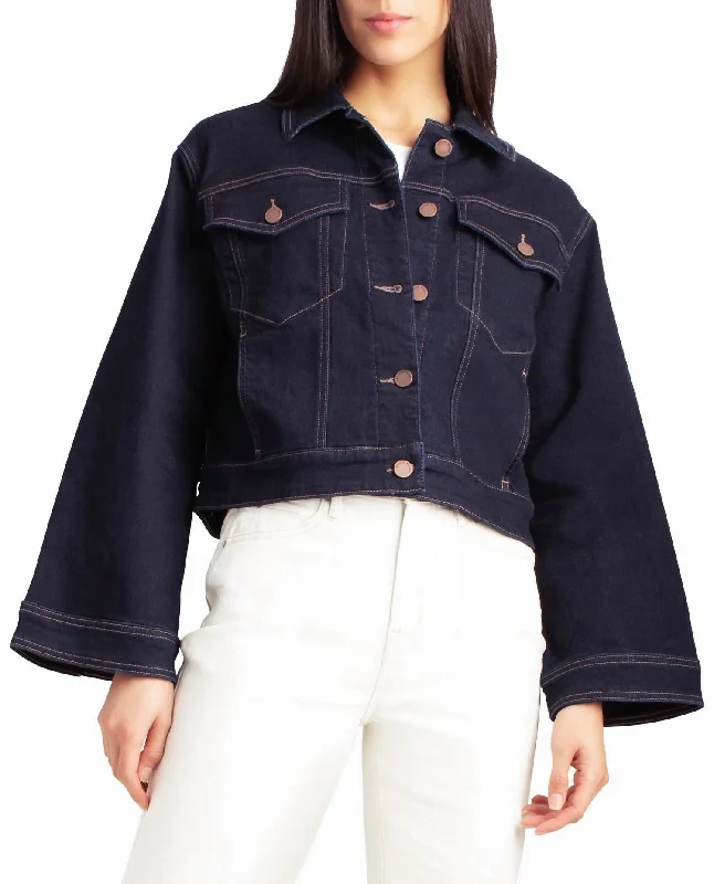 Lenox Hill Bell Sleeve Crop Jacket In Dark Blue