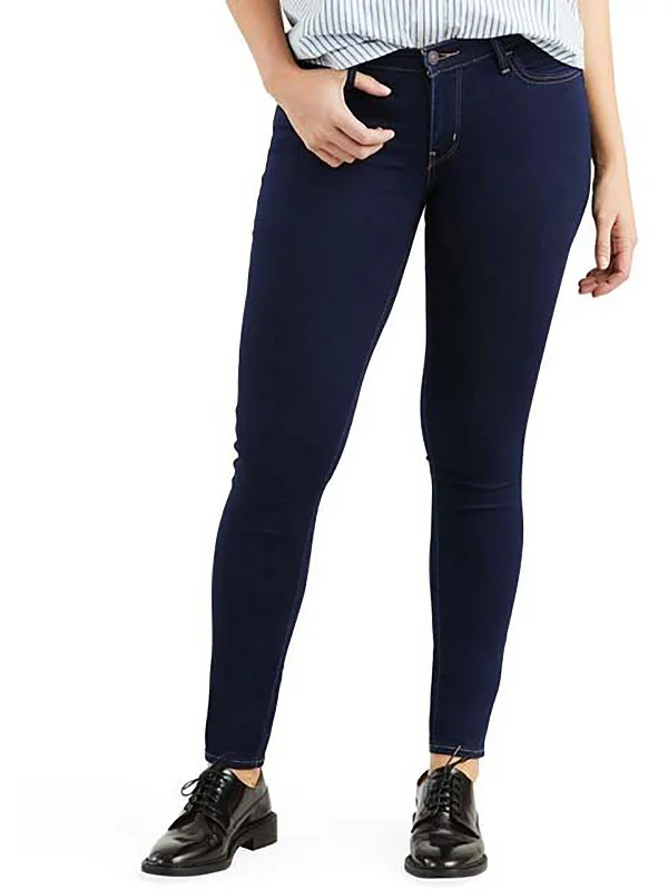 710 Womens Mid-Rise Dark Wash Skinny Jeans