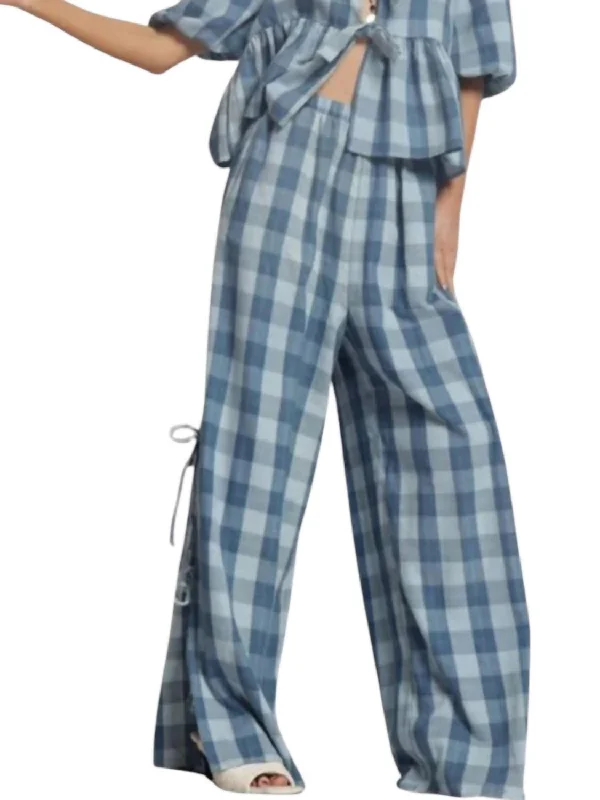 Gauze Bow Tie Pants In Blue