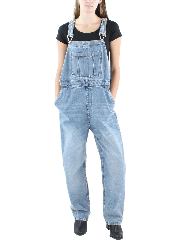 Kyra Womens Pocket Denim Overall Jeans