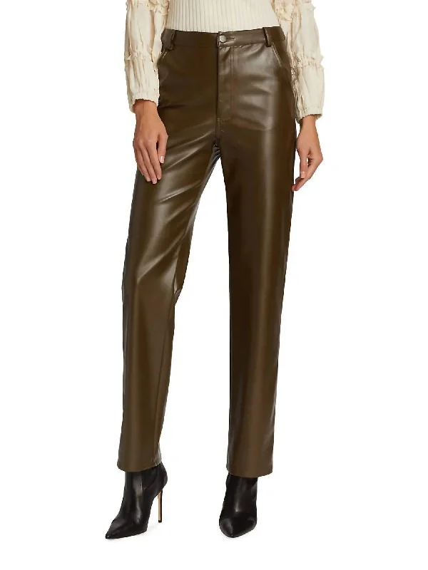 Lana Vegan Leather Trouser In Olive