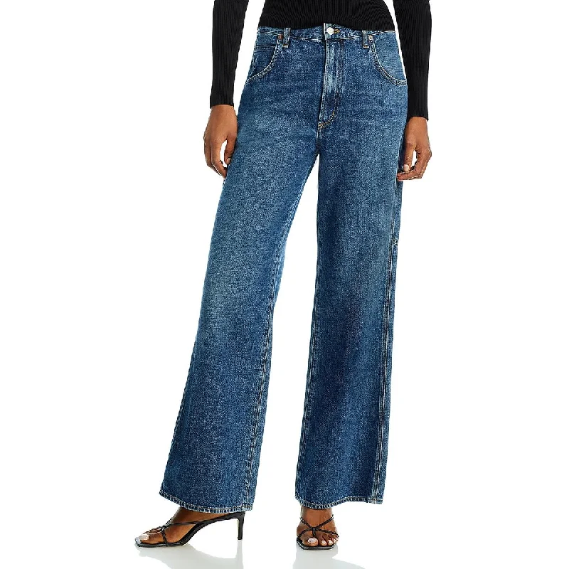 Magda Womens High Rise Carpenter Wide Leg Jeans