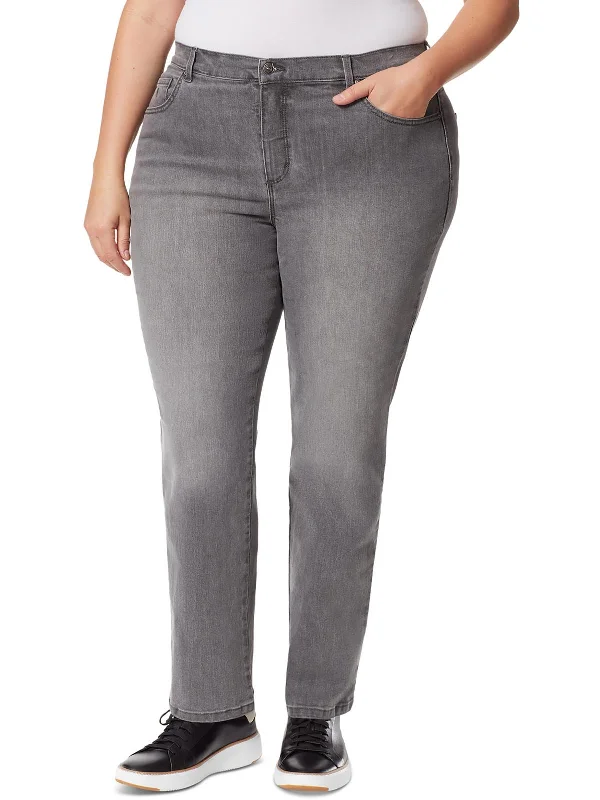 Plus Amanda Womens Tapered Classic Rise Straight Leg Jeans