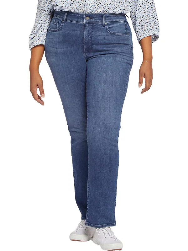 Plus Marilyn Womens Tencel Denim Straight Leg Jeans