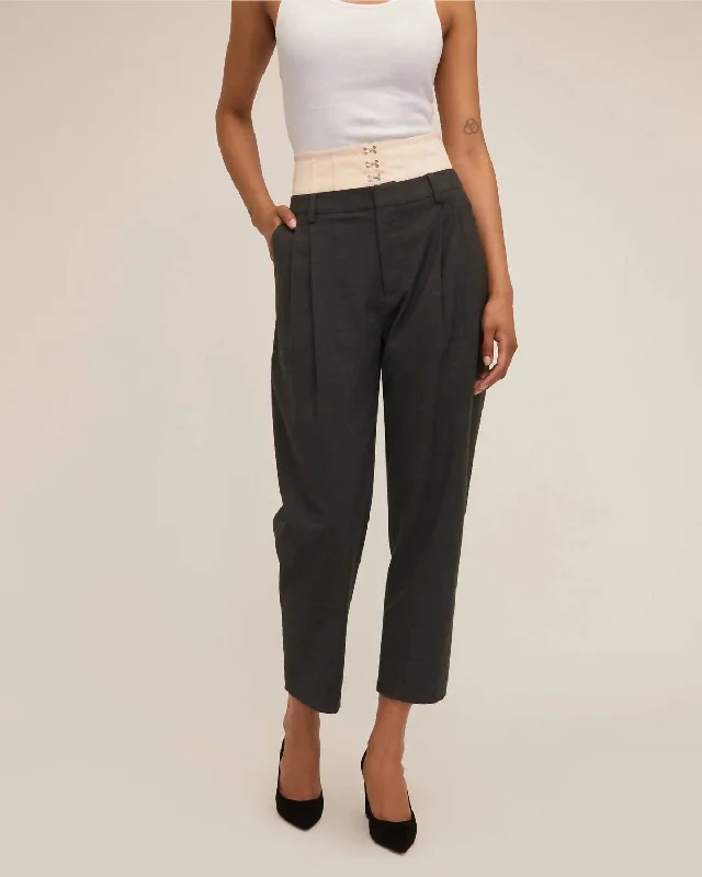 Silas Corset Trouser In Leni Grey/black Combo