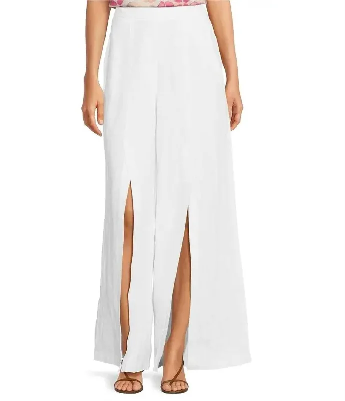 Slit Front Pants In White