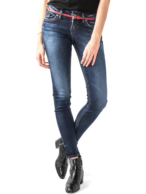 Suki Womens Denim Mid-Rise Skinny Jeans