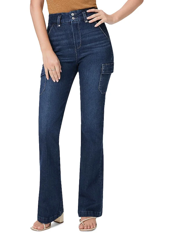 Womens Denim High Rise Cargo Jeans