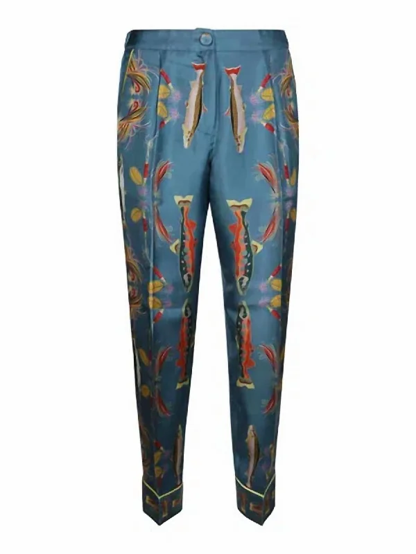 Women's Fish Silk Pants In Blue