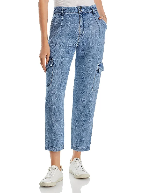 Womens High Rise Ankle Cargo Jeans