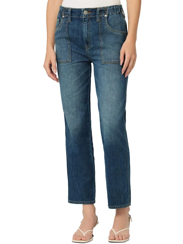 Womens High Rise Ankle Straight Leg Jeans