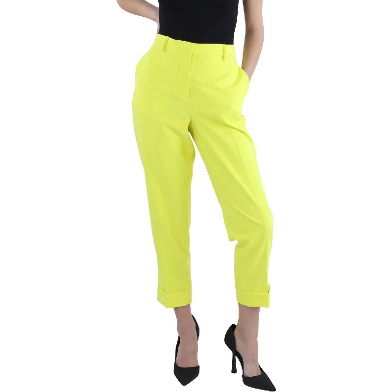 Womens High Rise Cropped Straight Leg Pants