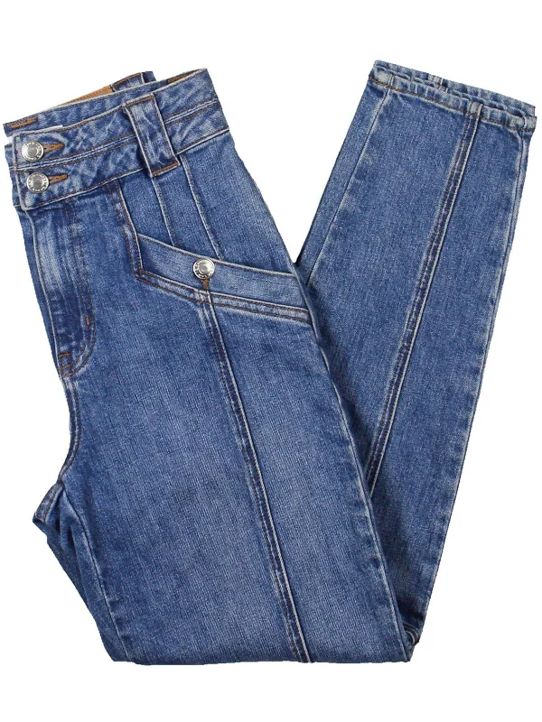 Womens High Rise Slant Pocket Ankle Jeans