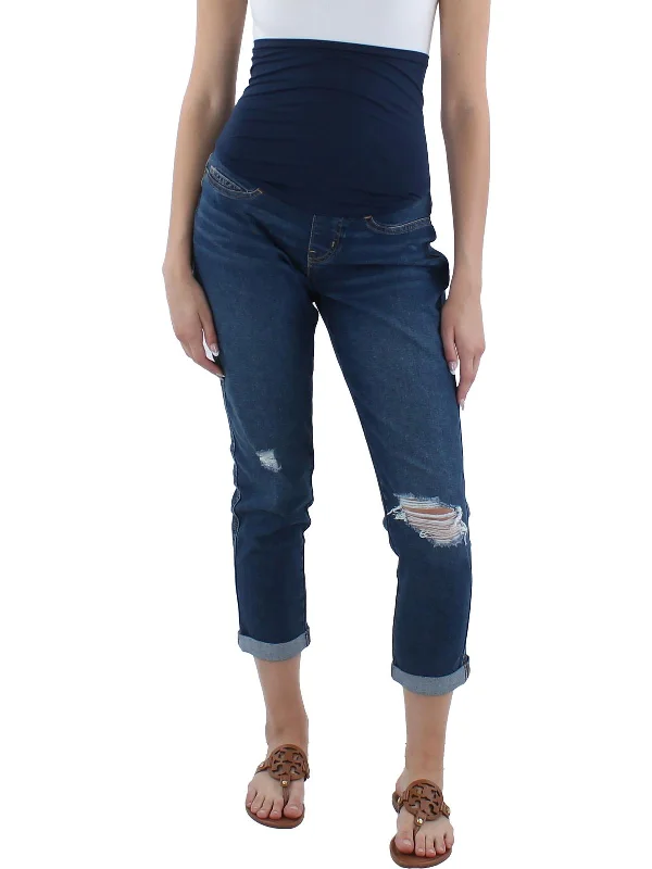 Womens Maternity Distressed Boyfriend Jeans