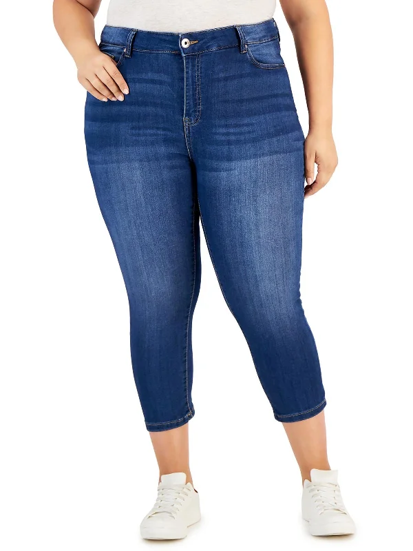 Womens Mid Rise Cropped Skinny Jeans