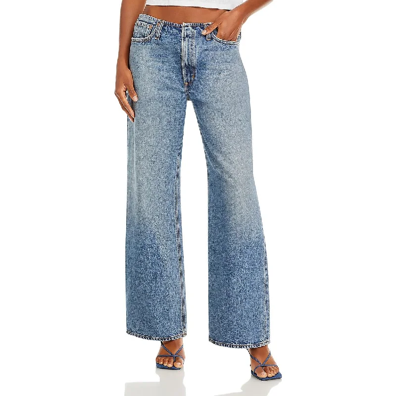 Womens Wide Leg Mid Rise Wide Leg Jeans